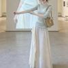 Women's One-Shoulder Slim Fit Long-Sleeve T-Shirt Set with Cinched Waist