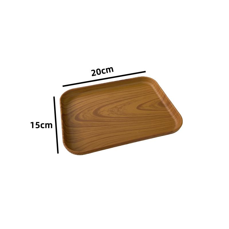 Plastic Serving Tray Home Tea Fruit Dessert Tray Wooden Pattern Plastic Food Cooking Storage Tableware Plate Tray Kitchenware