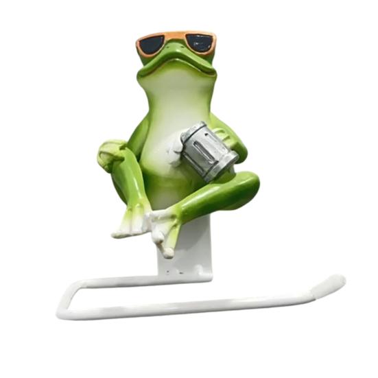 Funny Frog Toilet Paper Holder Wall Mounted Paper Roll Holder Novelty Resin Frog Towel Tissue Dispenser for Bathroom Decor