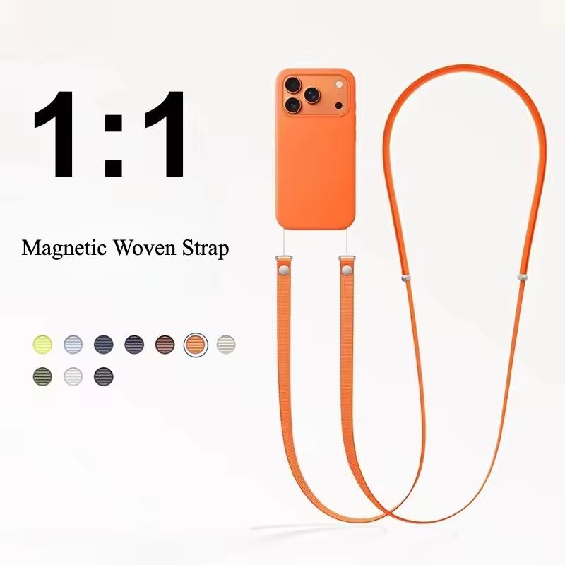 High End Official Magnetic Woven Strap Phone Case For Orginal For Iphone 17 Pro Max Phone Crossbody Lanyard And No Logo Phone Case