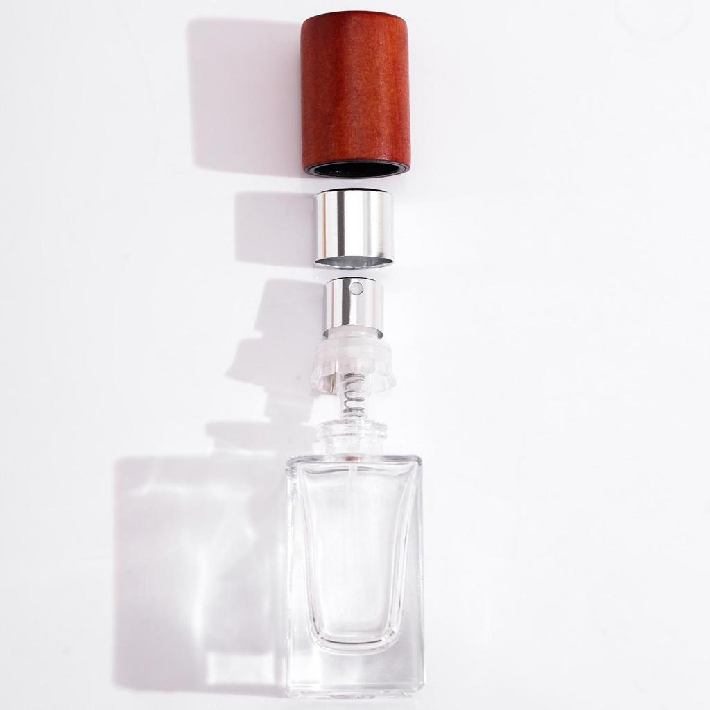 30ml Transparent Square Glass Perfume Bottle with Rounded Corners and Fine Mist Spray