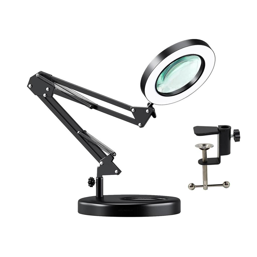 LED Magnifying Desk Lamp for Welding, Tattooing, Nail Care, and Eye Protection