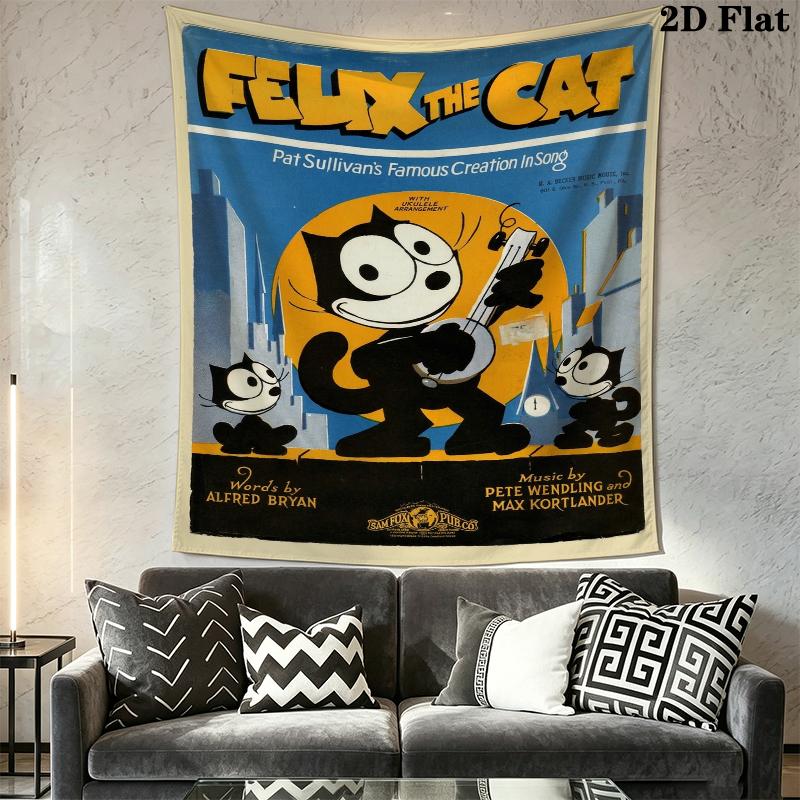 felix the cat Wall Tapestry Aesthetic Wall Hanging Printed Fabric Blanket Decorative Tapestries for Bedroom Living Room Home Decor