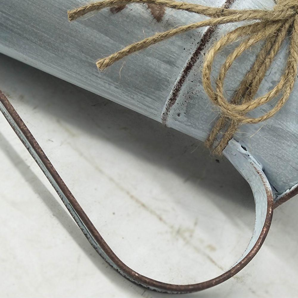 Rustic Plant Vase Country Style Galvanized Bouquets Planter Decorative Flower Arrangement Pot with Handle for Garden Living Room