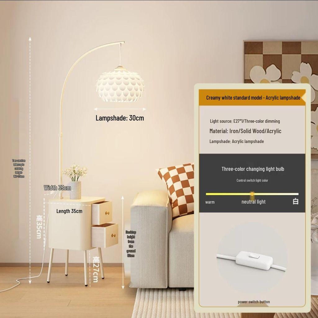 Modern Cream Floor Lamp: Versatile Style for Bedroom, Living Room, and Bedside