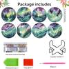 8 Bucăți/set de Suporturi de Pahar cu Model Aurora Pictate cu Diamante, Suporturi de Pahar DIY cu Suport, Potrivite pentru Începători și Adulți, Cadouri Consumabile pentru Artă și Meșteșuguri