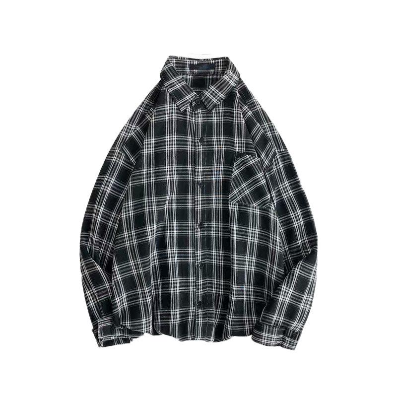 Oversize Ekose İş Kıyafeti Gömlek - Trend Uzun Kollu, Günlük Retro Stil, Çok Yönlü Sonbahar/Kış Dış Giyim, Çiftler İçin