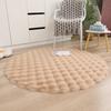 Round White Faux Wool Rug – Long Pile Floor Mat for Living Room, Bedroom, or Vanity Desk