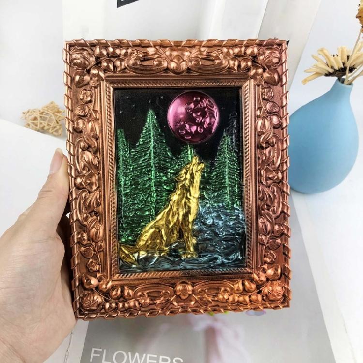 Wall Hanging Silicone Moon Wolf Epoxy Resin Mould for Valentines Day Home Decor