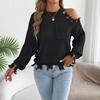 Damen Lässiger Pullover mit Off-Shoulder und Langen Ärmeln