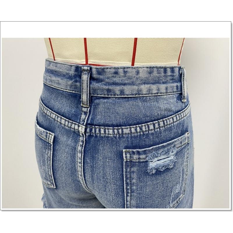 Summer New Style Ripped Hot Girl Denim Shorts Women's High Waist Raw Edge Hot Pants Trendy