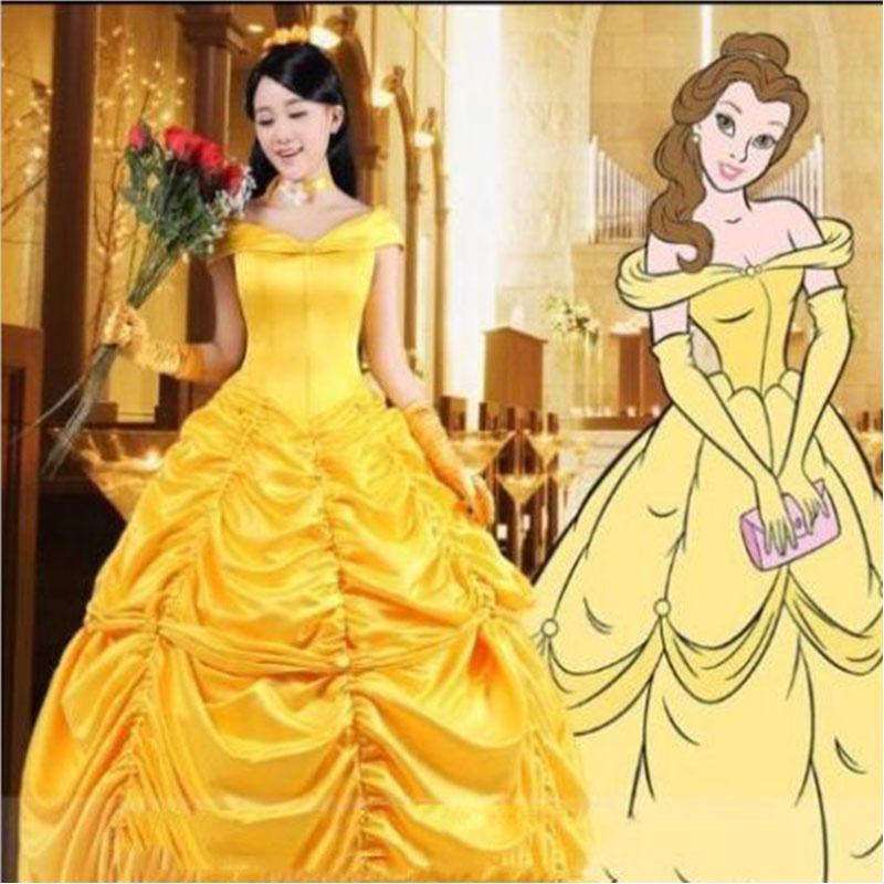 Elegant Fairytale Beauty And The Beast Princess Belle Cosplay Costume Dress For Women
