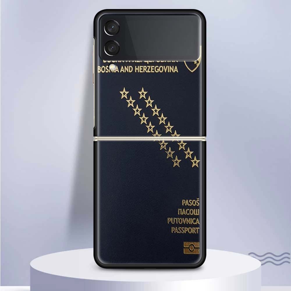 Bosnia And Herzegovina Flag For Samsung Galaxy Z Flip 5 4 3 5G Phone Case Black Hard Cover ZFlip 5 4 3 Luxury Shockproof Bumper