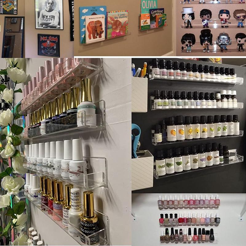 Nail Art Armor Ölkleber-Präsentationsständer Brillenständer Transparente Aufbewahrungsbox für Kosmetikpinsel Nagellack-Wandregal