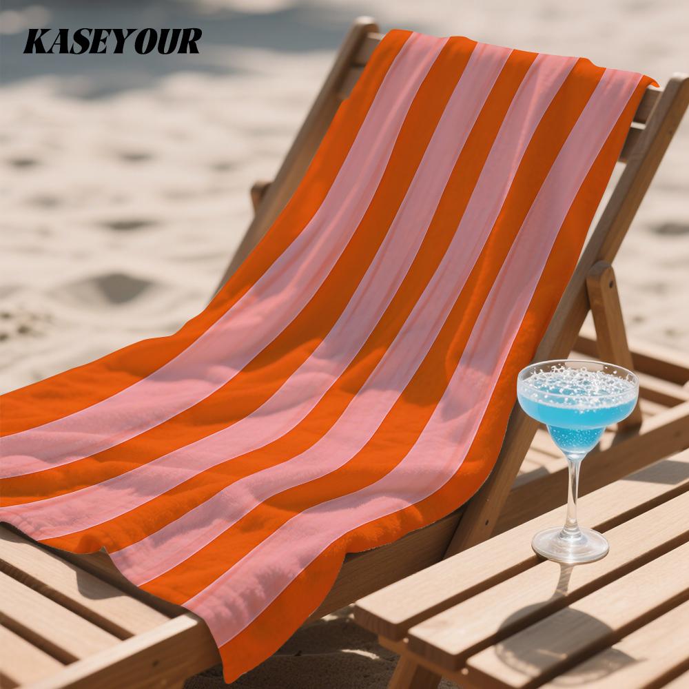 Orange stripes Oversized Microfiber Beach Towel Sand Proof Quick Dry, Absorbent for Swimming Pool Travel Camping