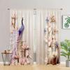 3D Animal Peacock Flower Retro Style Curtains Window Treatment for Bedroom Office Kitchen Living Room Study Home Decor 2 Pieces
