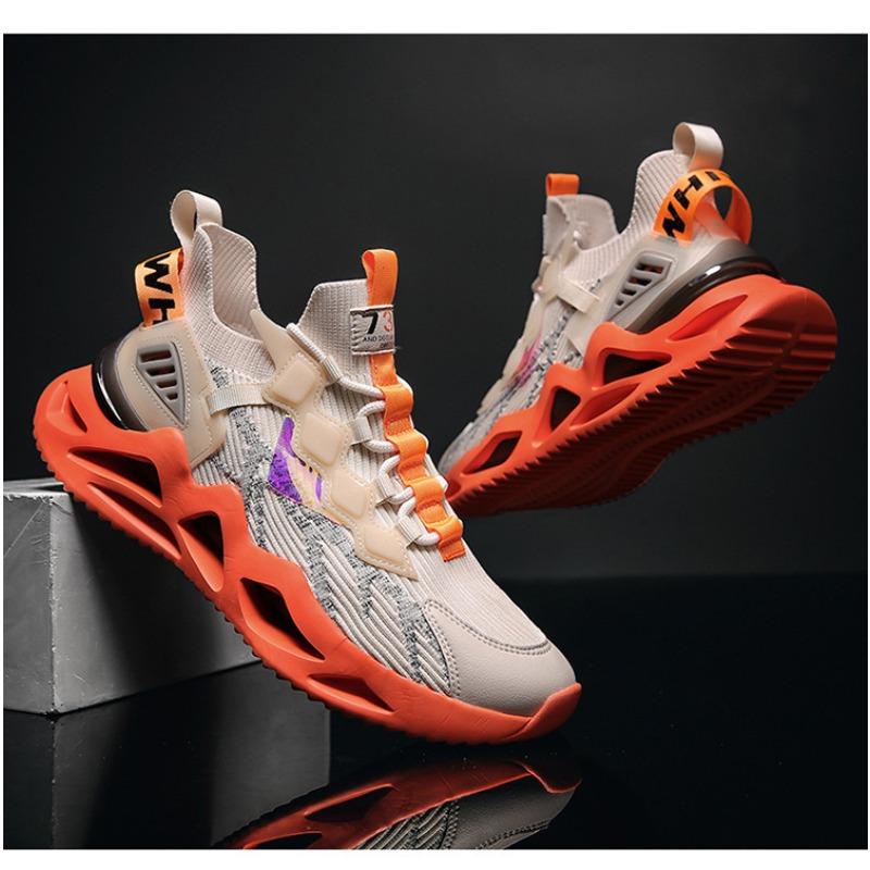 Large Size Men's Shoes New Men's Casual Sports Shoes Fly-woven Breathable Running Shoes Socks Trendy Men's Shoes