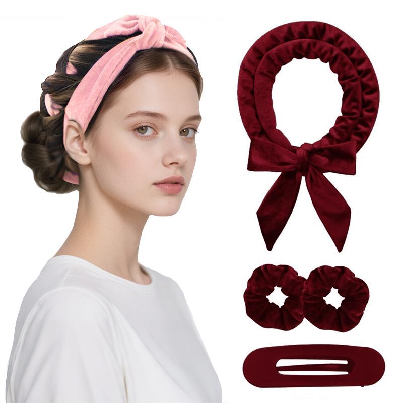 Heatless curling iron hair tie streamer coiler hairdressing big wave sleep gift box set