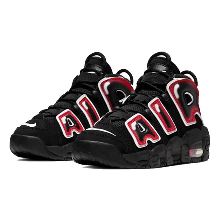 New Nike Air More Uptempo Black White Laser Crimson GS 415082-010