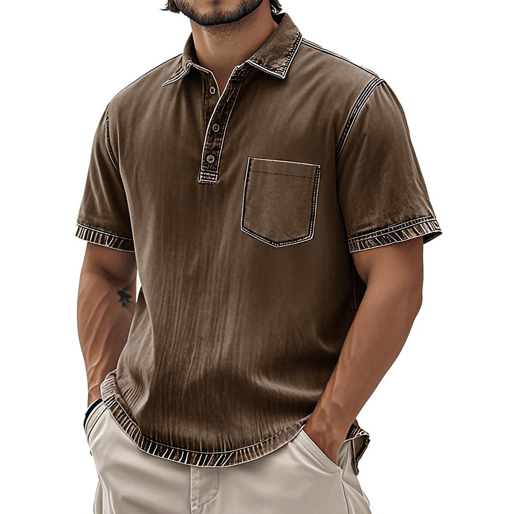 Men's Vintage Button Down Bowling Shirts Short Sleeve Summer Beach Shirt