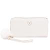 New Solid Color Butterfly Label Wallet Women's Long Zipper Clutch Bag Hairball Simple Change Bag One Piece Hair