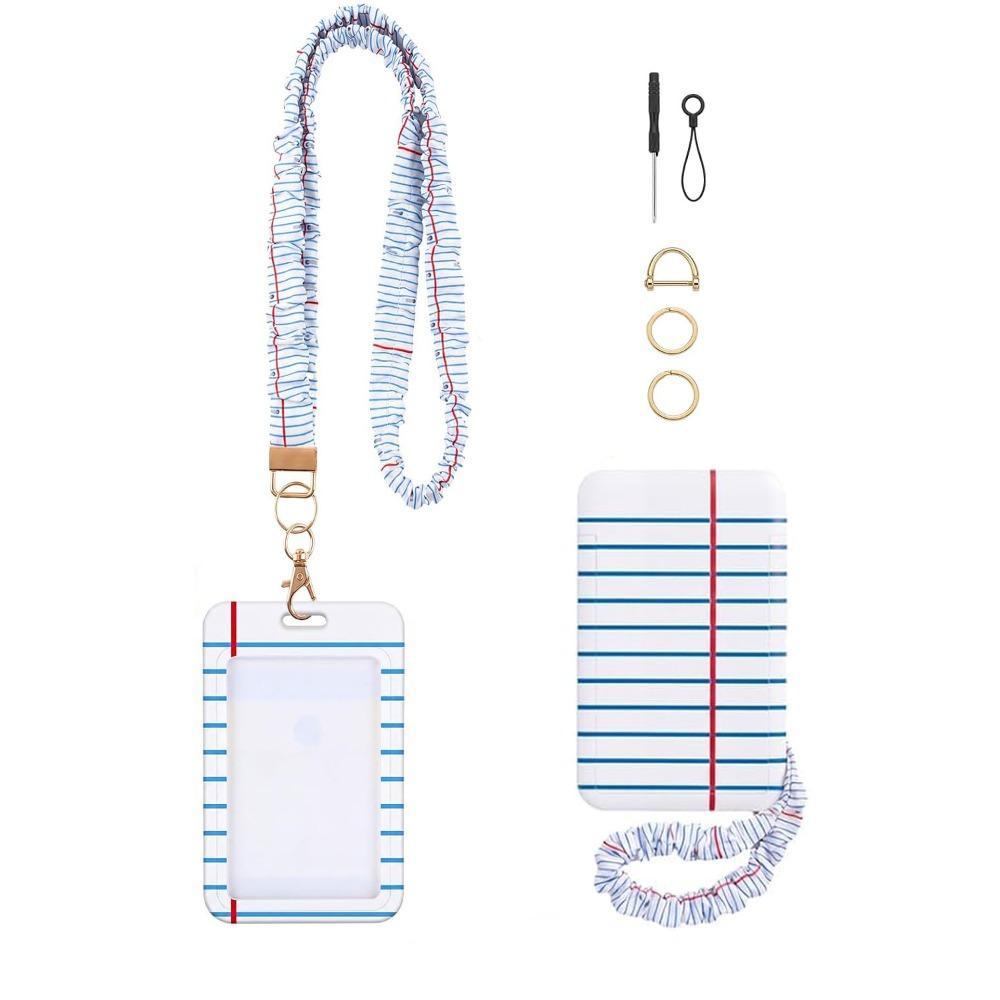 1 Set Safety Breakaway Buckle ID Badge Lanyard Stretchy Scrunchie Style Waterproof ID Card Holders Retractable Lanyard Set