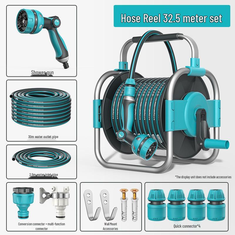 High-Pressure Car Wash Gun with Hose, Anti-Freeze Connector, Storage Rack, and Reel for Garden and Household Use