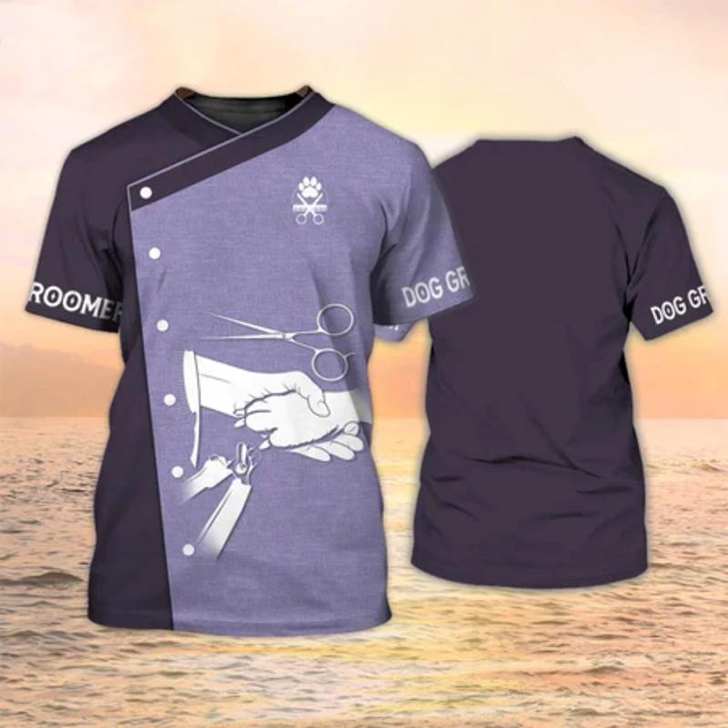 Neues Hundepflege 3D-Druck Damen Herren Haustierpfleger Arbeitskleidung Uniform T-Shirt Streetwear T-Shirts Harajuku Unisex Oversized T-Shirts Tops