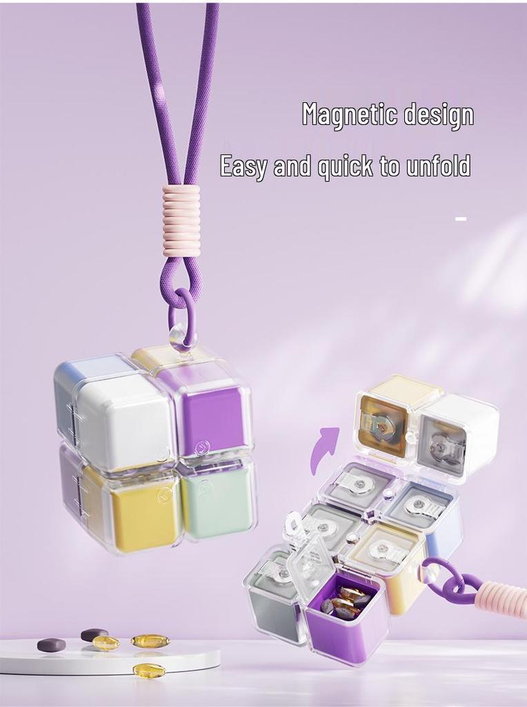 Large-Capacity Portable Pill Organizer with Lanyard and Moisture-Proof Seal for Weekly Use