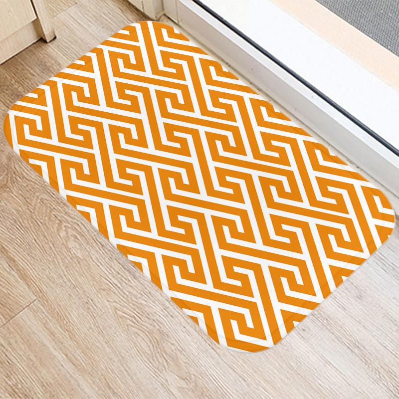 Fashion Orange Geometric Pattern Entrance Door Mat Bathroom Kitchen Anti-Slip Floor Indoor Room Home Decor Non-Slip Rug