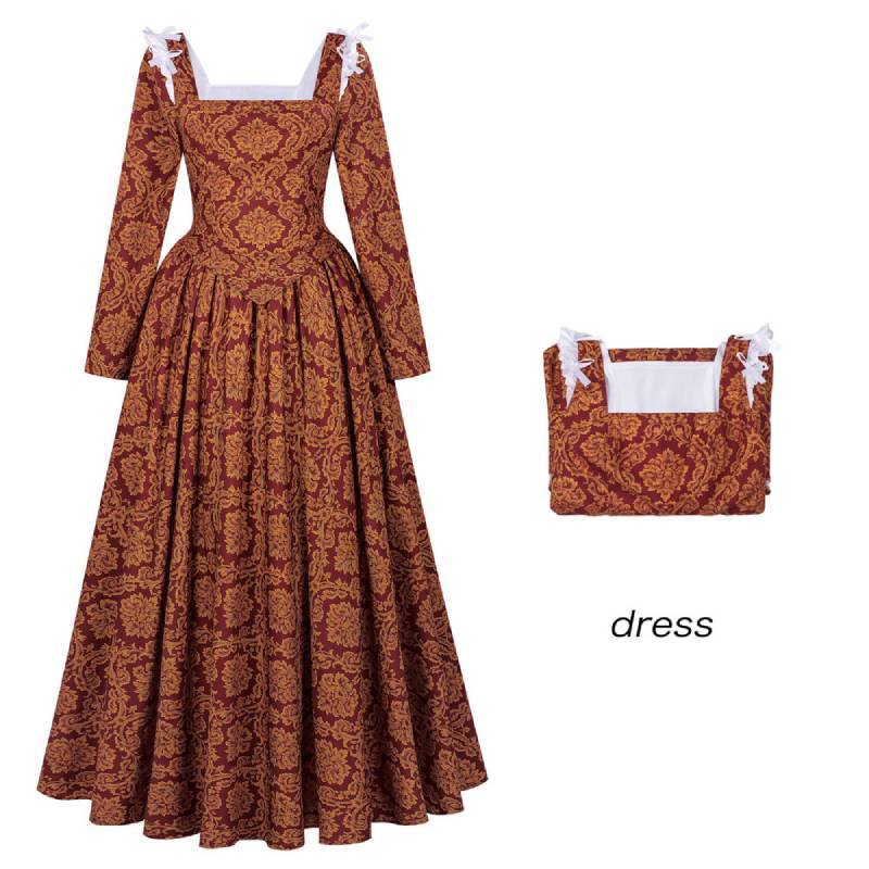 

Italian Renaissance Female Dress With Stretch Fabric For Cosplay And Stage Use 2XL