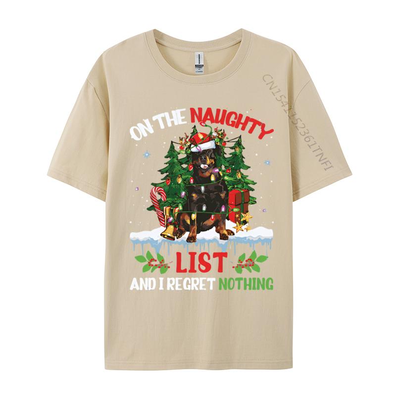 T Shirt For Rottweiler Christmas On The Naughty List T-shirt Cotton Tops Tshirts O-neck Clothing Plus Size