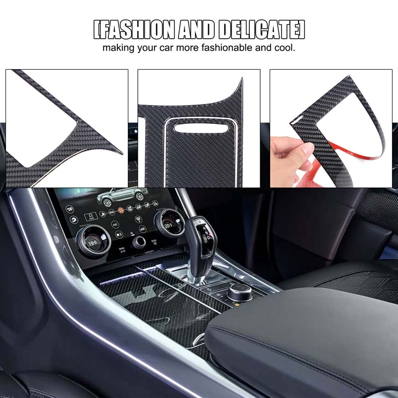 Soft Carbon Fiber Car Center Console Gear Shift Panel Cover Trim Sticker Accessories For Land Rover Range Rover Sport 2018-2022