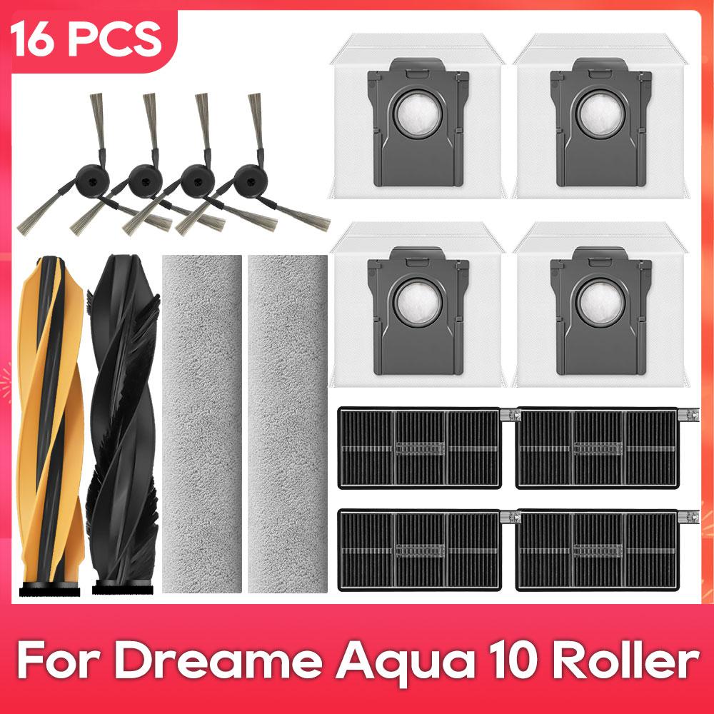 Fit For ( Dreame Aqua 10 Ultra Roller Complete, Aqua 10 Ultra Track ) Parts Accessories Main Side Brush Filter Mop Dust Bag