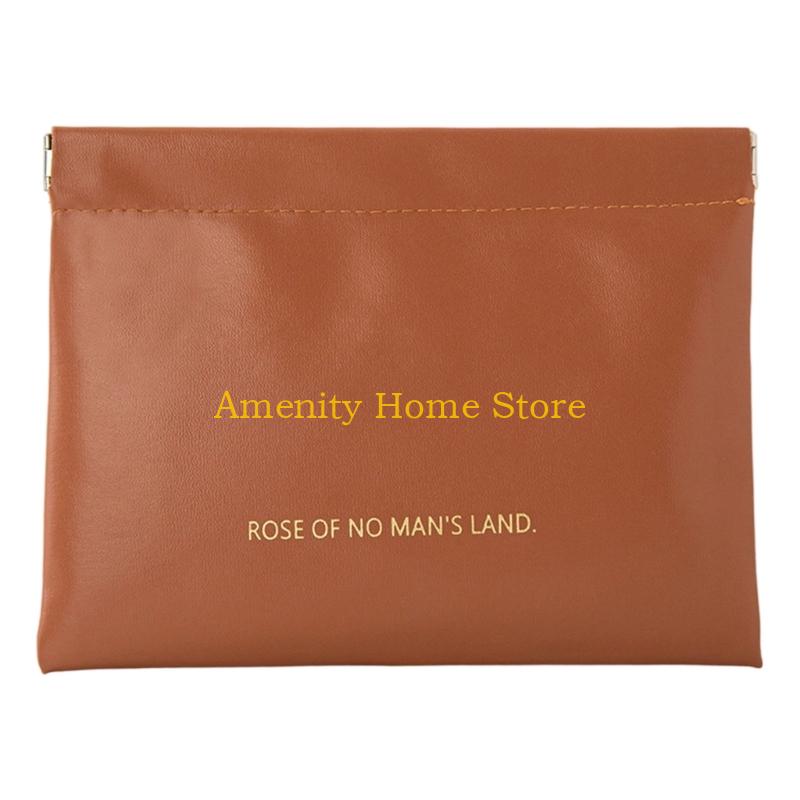 

F26C PU Leather Cosmetic Storage Pouches Auto Closing Portable Makeup Organizers For Lipsticks Brushes and Small Items small