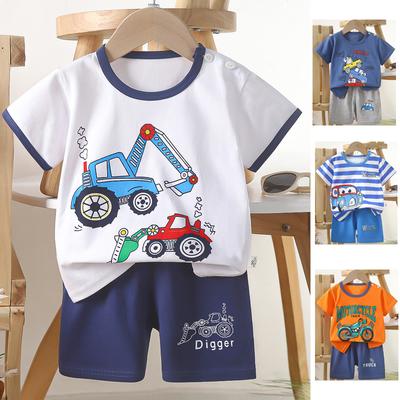 1 Set of Children's Cartoon Clothing Summer Fashion Short-sleeve Suit for Boys and Girls T-shirt and Shorts Children's Clothing