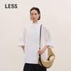 Less 2026 Spring Ruffle Collar Loose Straight Long Sleeve Shirt