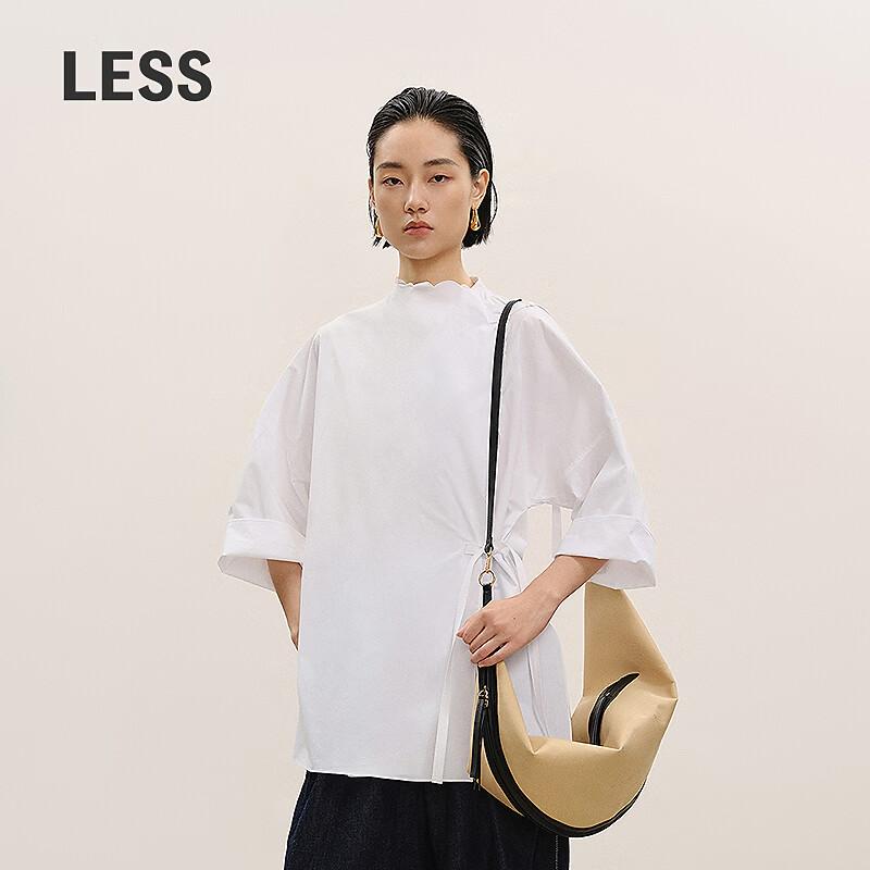 LESS 2026 Spring Ruffle Collar Loose Straight Long Sleeve Shirt S