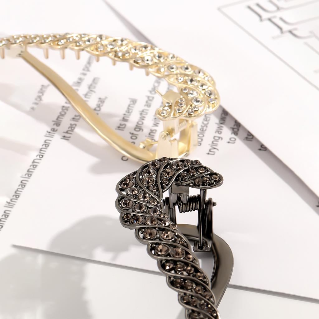 1/2pcsHigh-end rhinestone hairpin hair ornament, female twist clip hairpin, temperament, frog buckle, word clip headdress