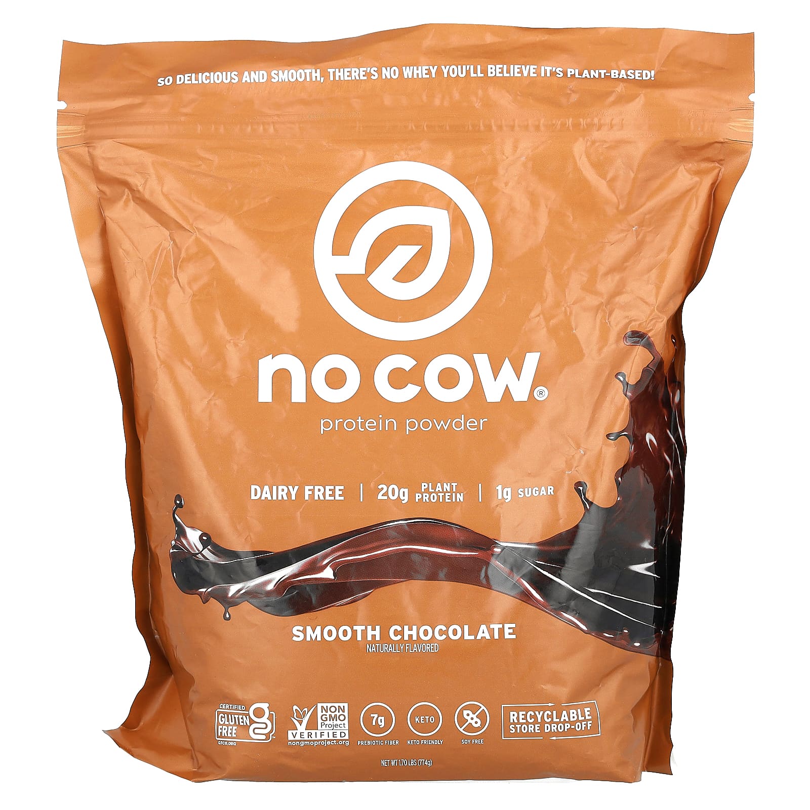

No Cow, Protein Powder, Smooth Chocolate, 1.7 lb (774 g)
