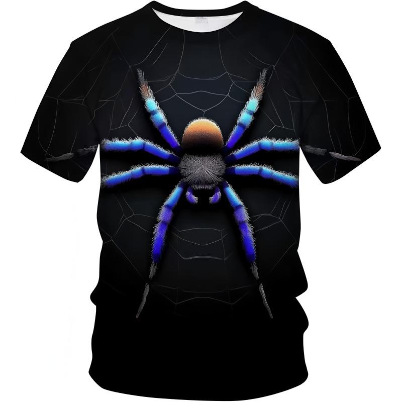 Street Fashion Men's Clothing 3D Digital Printing Spider Graphic T-shirt Round Neck Short Sleeved New In Tops Funny T-shirts Men