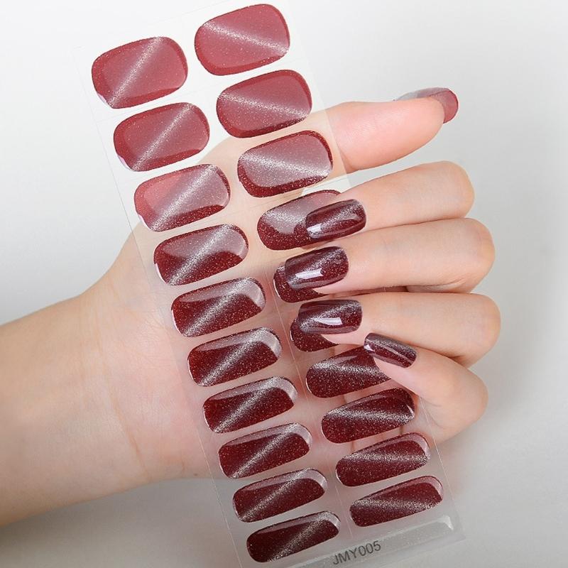 Semi Curing Gel Nails Polish Strips Gradient Self Adhesive Gel Nail Sticker Full Cover French Tip Nail Wraps for Women