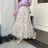 Summer 2025 High-Waist Yellow Floral A-Line Chiffon Skirt for Women R85S657B