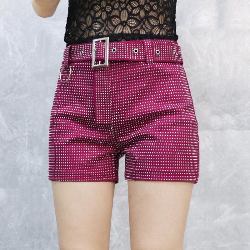 Dámské šortky s vysokým pasem, slim fit, v korejském stylu, s kosočtvercovým vzorem, v dopaminových barvách