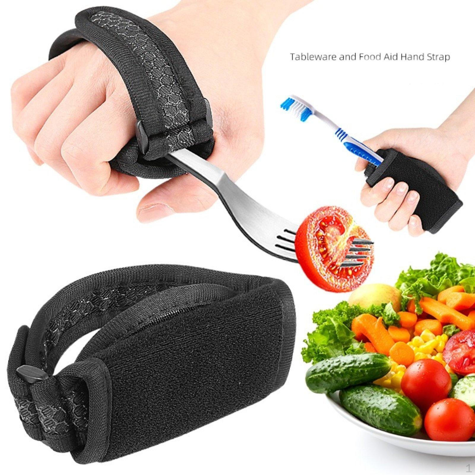 Hand Strap Utensil Holder,Assistive Device Comfortable Adjustable Spoon Fork Universal Cuff for