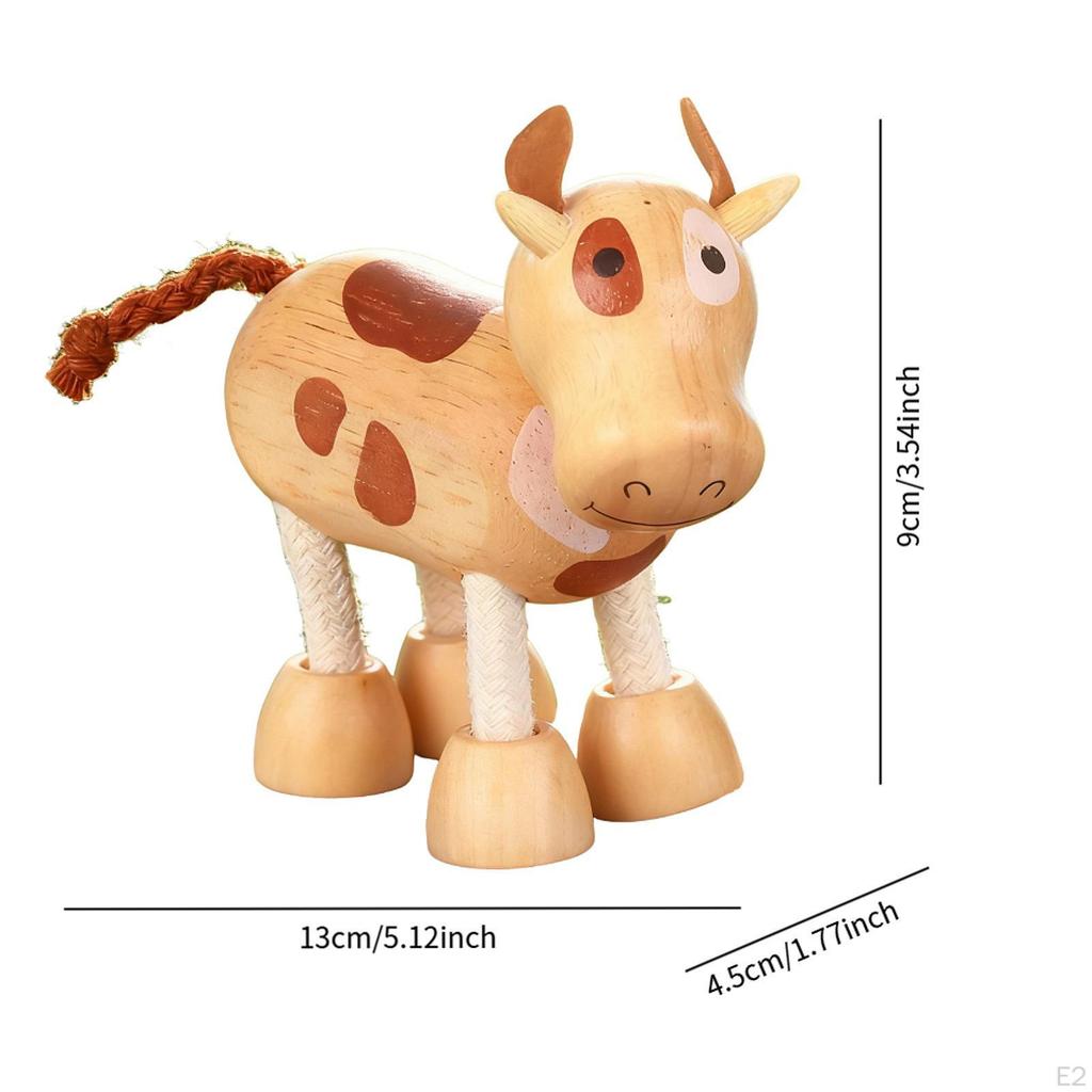 Flexible Cow Toy Bendable Wooden Animal Fun Learning for Preschool Portable Farm Animals Zoo
