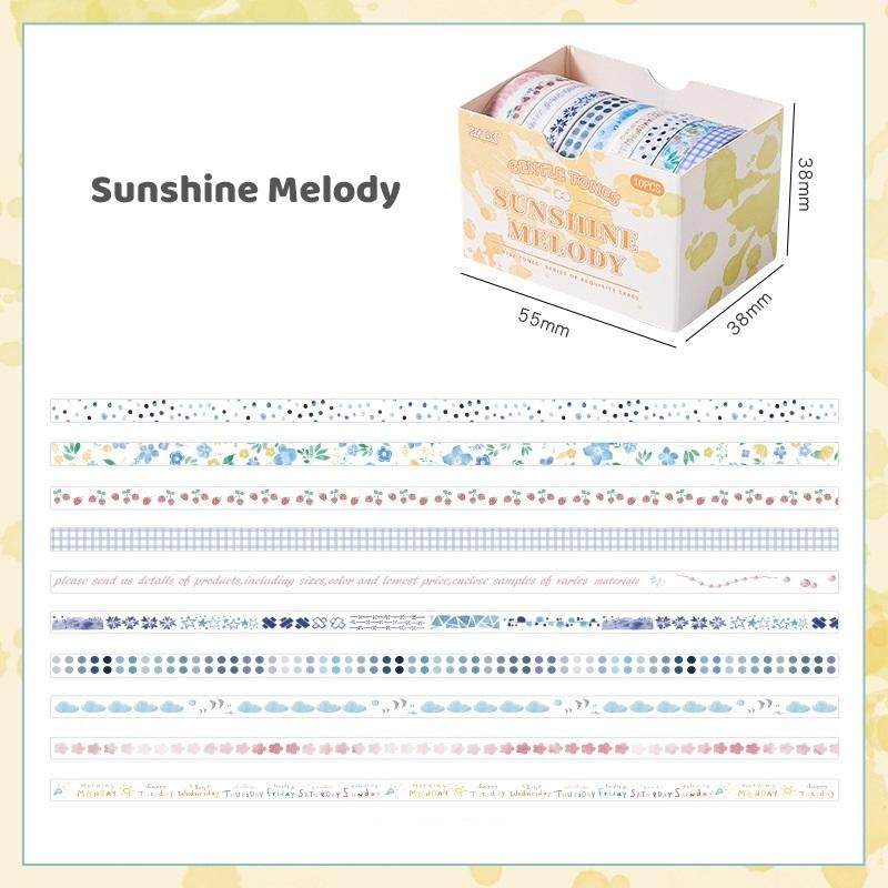 10 Rolls Gentle Color Tone Washi Tapes Set Super Mini Basic Flower Pattern 5mm Lace Paper Masking Tape Decoration Stickers