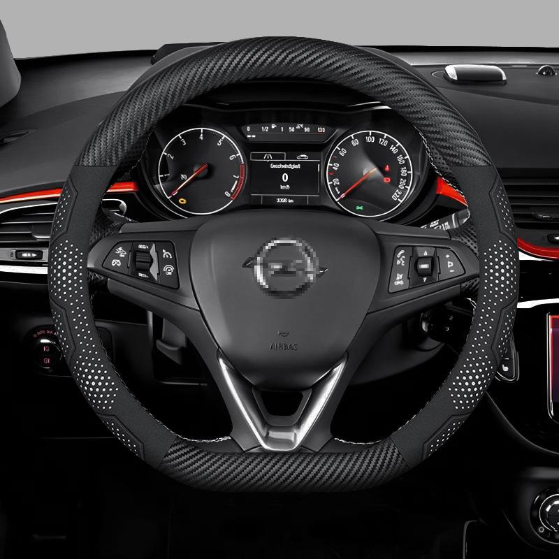 Opel OPCline ASTRA CORSA INSIGNIA MOKKA VECTRA GTC Tigra Carbon Fiber Suede Leather Car Steering Wheel Cover Auto Accessories