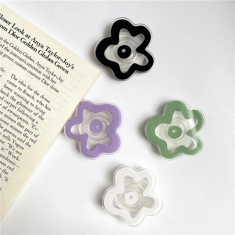 Transparent Solid Color Flower Glossy Foldable poSocket Pocket Phone Holder for Smartphone Grip Finger Ring Stand socket