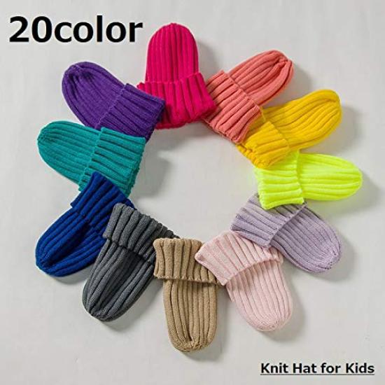 Plus Nao Strickmütze für einfarbiges warmes Rot Kinder, Babys, Jungen, Mädchen, Unisex, Gerippt, Schlicht, Farbe, -